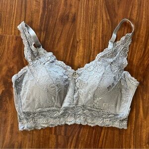 Rhonda Shear Gray Floral Lace Bralette size 2X